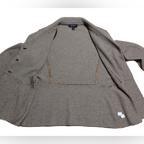 ST JOHN Wool Rayon Knit Neutral Tone Blazer Jacket PF14 GRP0 in Sz 16 - Picture 9 of 16
